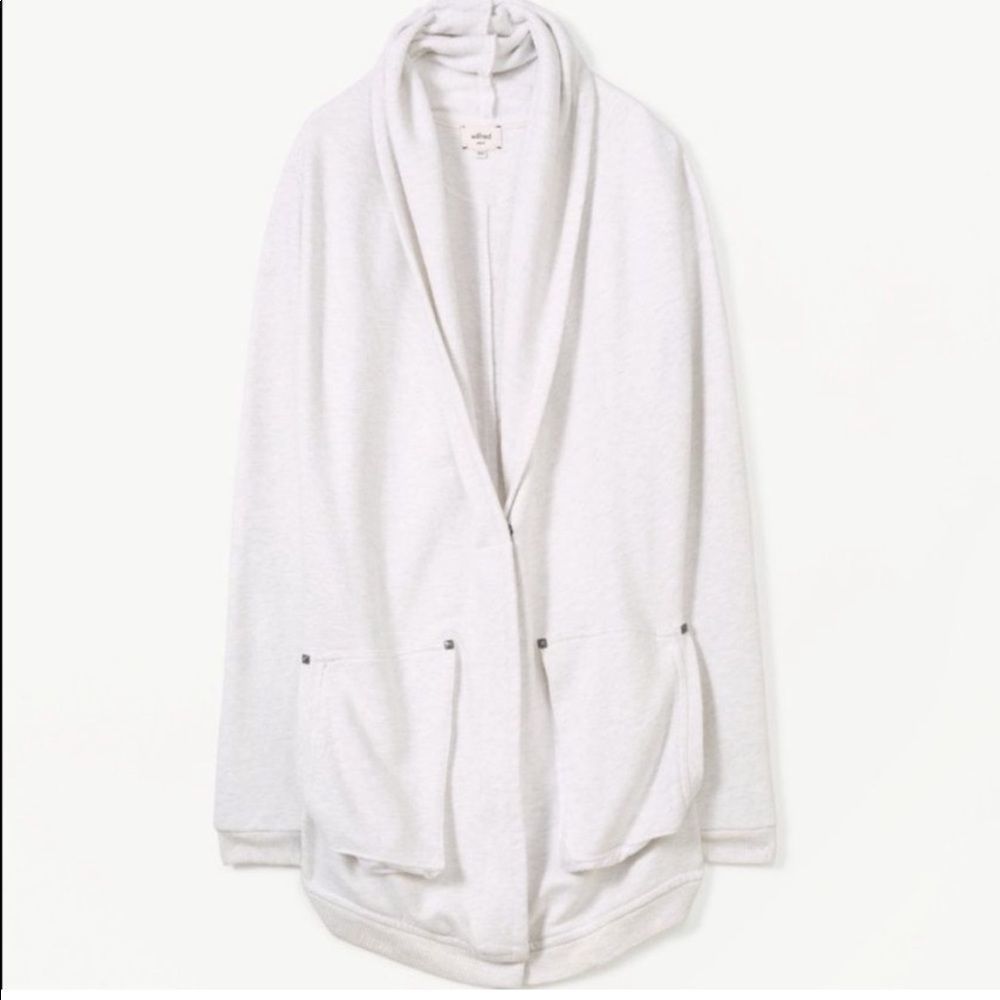 Aritzia Wilfred Roussea Zip Up Cardigan Sweater Ivory Cream Shawl Collar - Picture 1 of 16